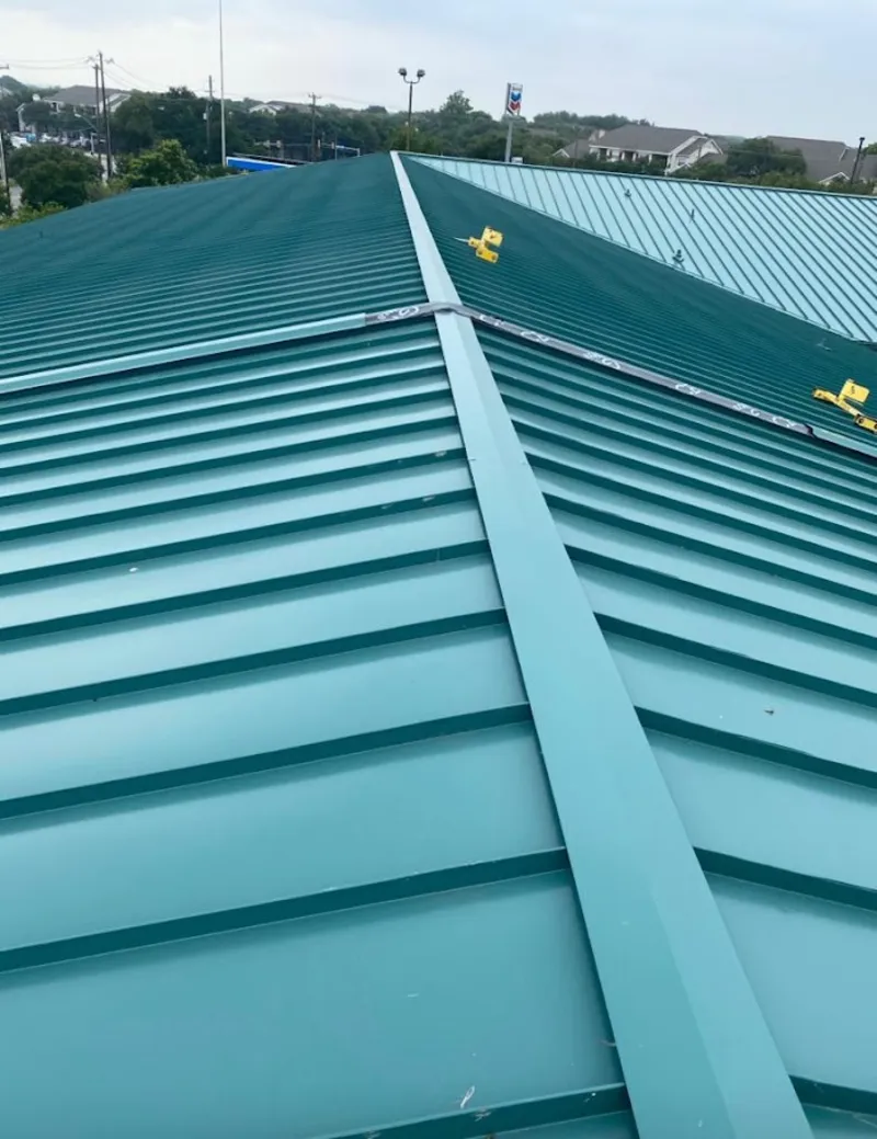 Green commercial metal roof ridge and valley for Metal Roof Repair in Port Royal