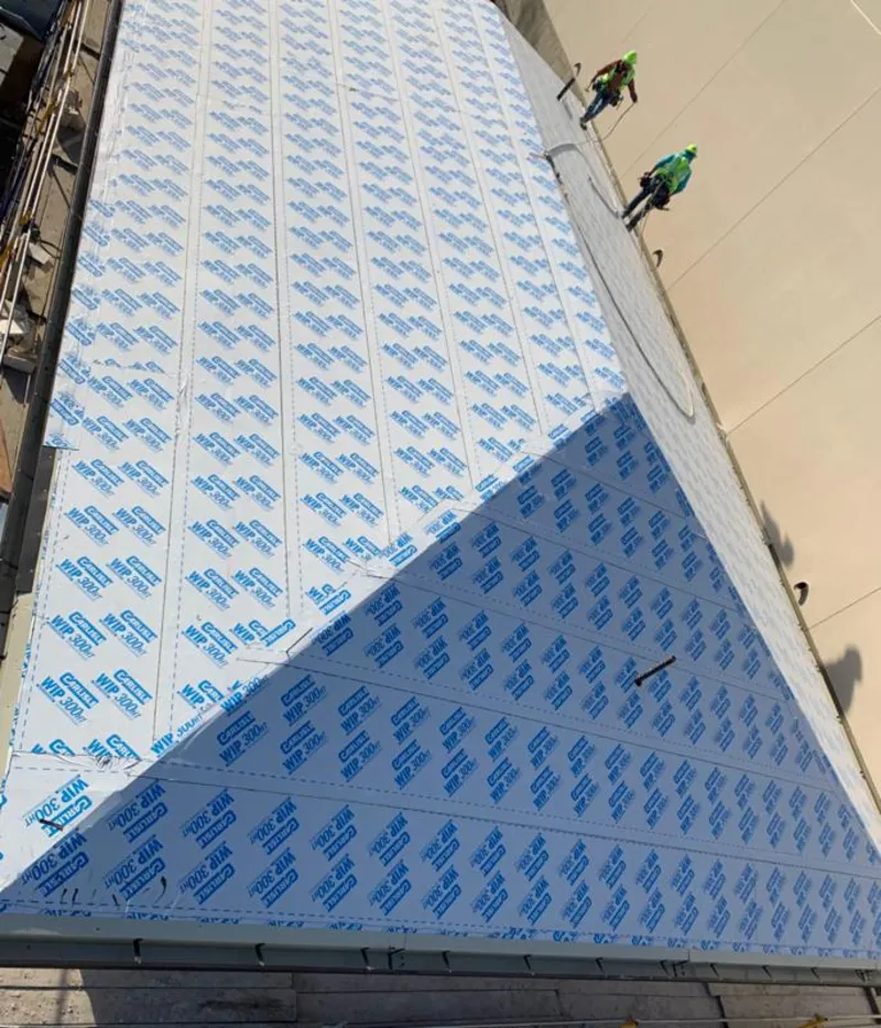 Professional roofers installing underlayment on a metal roof in Port Royal